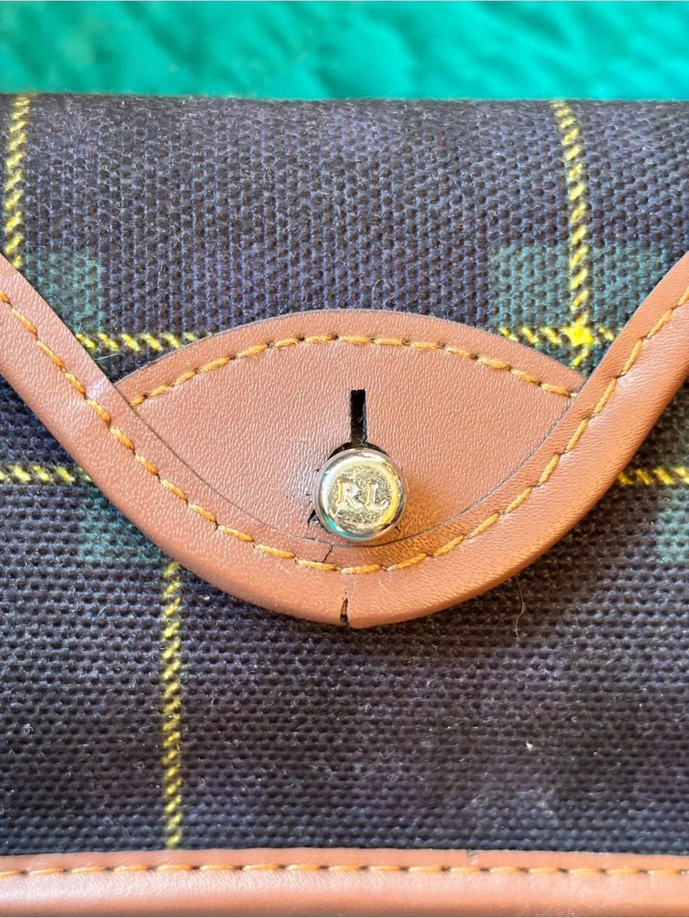 Vintage Polo Ralph Lauren Tartan Plaid Eyeglass Sunglasses Case RL Snap
